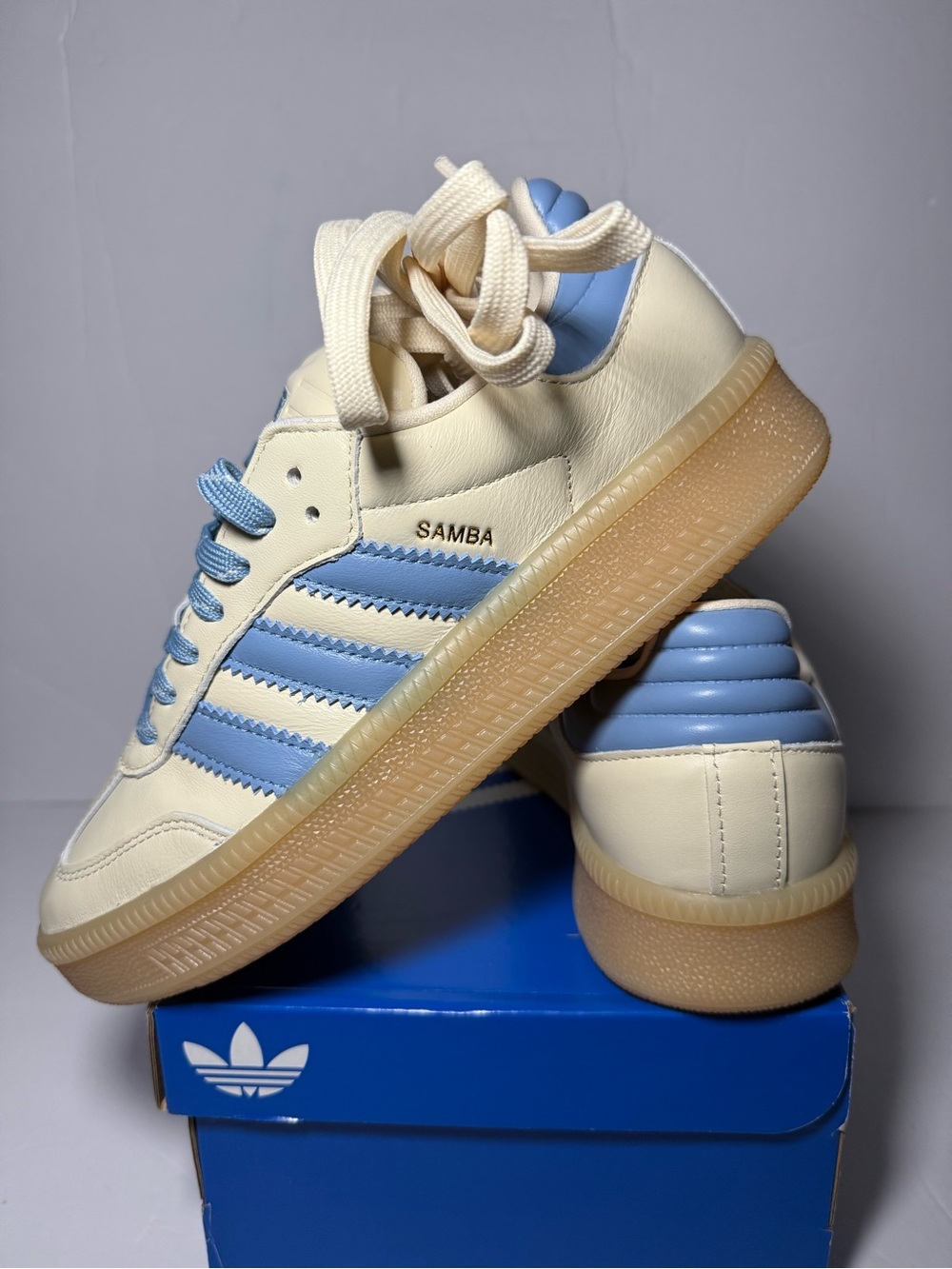 Adidas Samba XLG Cream / Blue HQ0251 - Size 6 Y (7.5 women’s / 6 men’s) - NWT